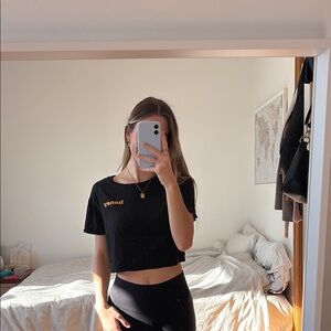 Garage Black Crop Top with Gold Honey Detail